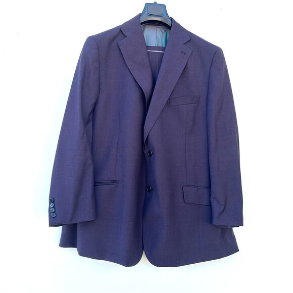 Paul Fredrick Wool Stretch Bengaline Suit Plum Purple Jacket 48R Pants 46W - Picture 3 of 12